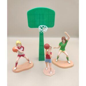 Vintage 1979 Wilton Basketball Player Figurines Set Hoop Cake Decoration Topper